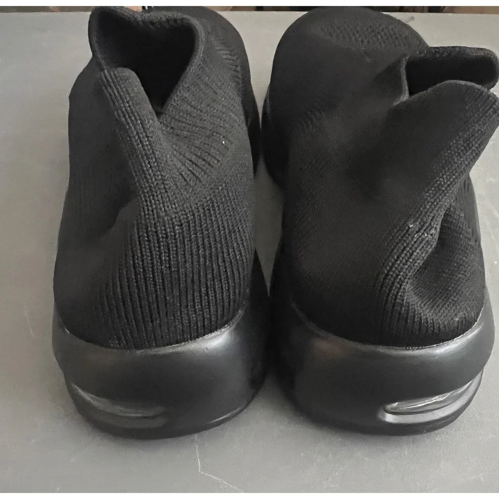 Larnmern Work Steel Toe Safety Shoes Black Knit‎ Slip On Air Cushion Sneakers